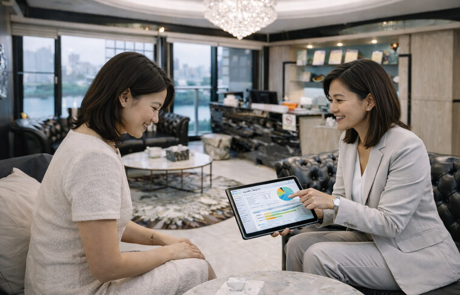 與顧客說明診所服務項目情境圖